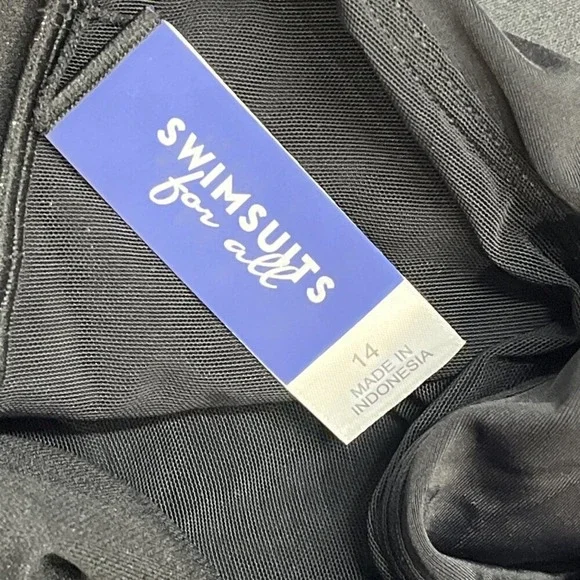 Swimsuits For All Black Aztec Print Cut Out Strappy One Piece Size 14 Vacation - Picture 6 of 7